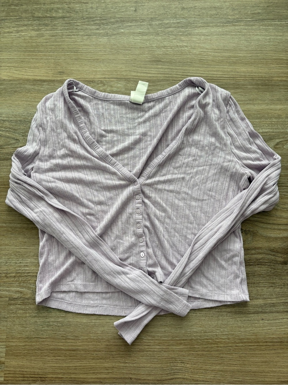 H&M Light Lavender Ribbed Button-Front Long-Sleeve lounge top